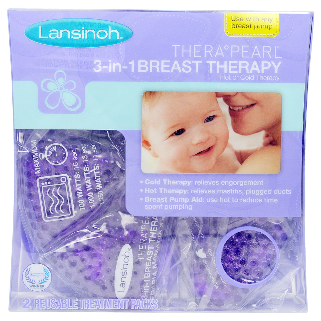 Lansinoh, TheraPearl, terapia mamaria 3 en 1, 2 paquetes