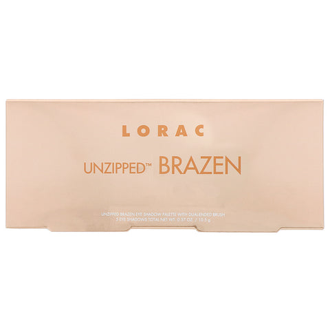 Lorac, Brazen Eye Shadow Palette uden lynlås med børste med dobbelt ende, 0,37 oz (10,5 g)