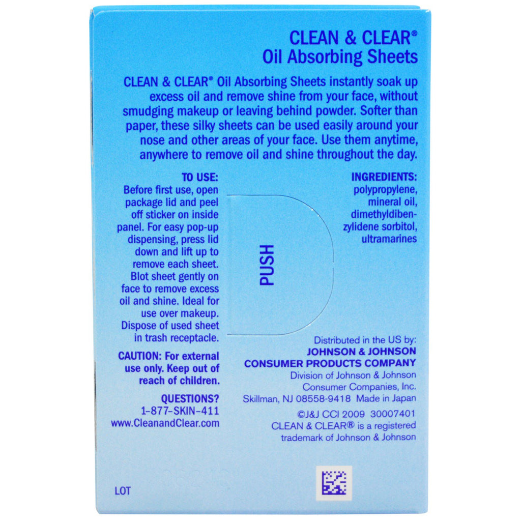 Clean &amp; Clear, hojas absorbentes de aceite, portátiles, 50 hojas