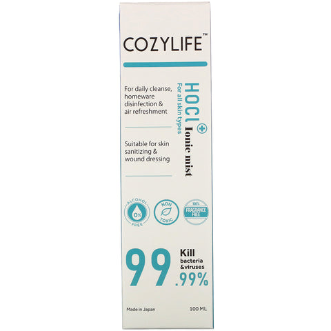 Cozylife, HOCL Ionic Mist Hand Sanitizer, for All Skin Types, 3.38 fl oz (100 ml)