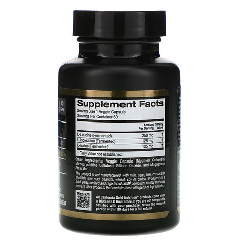 California Gold Nutrition, BCAA, AjiPure® forgrenede aminosyrer, 500 mg, 60 grøntsagskapsler