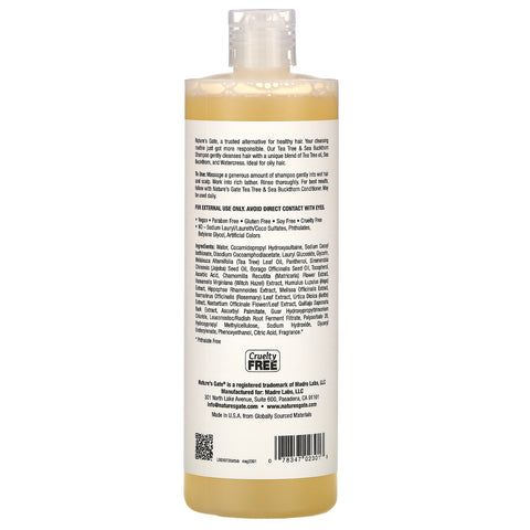 Nature's Gate, Tea Tree & Havtorn shampoo til fedtet hår, 16 fl oz (473 ml)