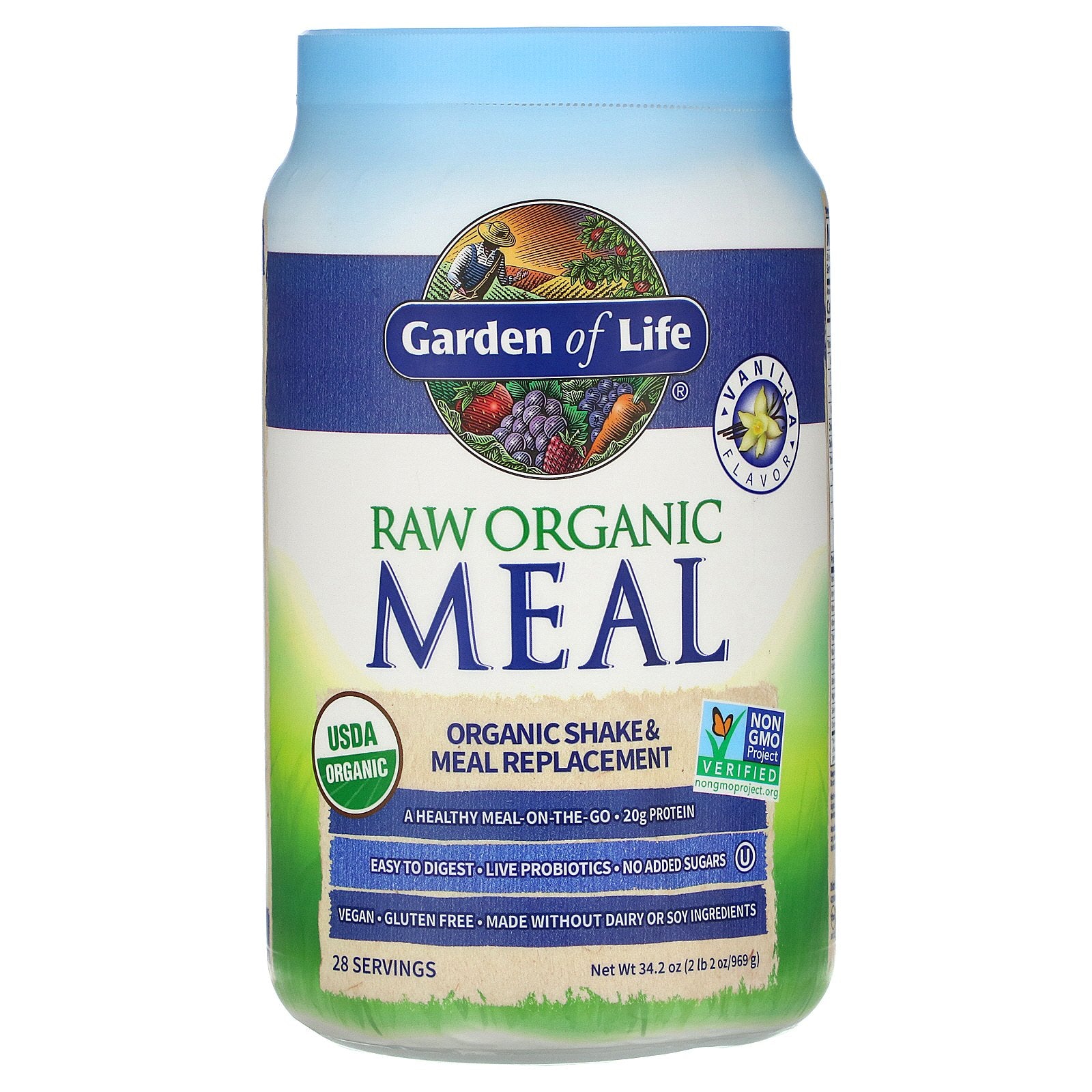 Garden of Life, RAW Organic Meal, Shake & Meal Replacement, Vanilla, 2 lb 2 oz (969 g)