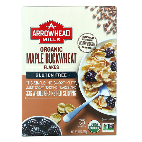 Arrowhead Mills, Organic Maple Buckwheat Flakes, Gluten Free, 10 oz (283 g)
