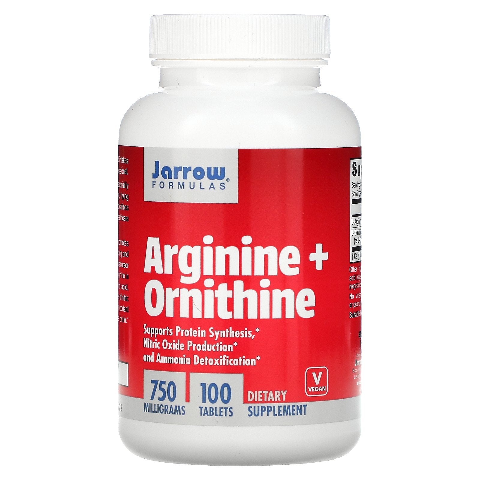 Jarrow Formulas, Arginine + Ornithine, 750 mg, 100 Tablets