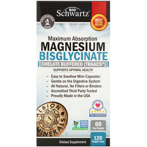 BioSchwartz, Maximum Absorption Magnesium Bisglycinate, 120 Veggie Caps