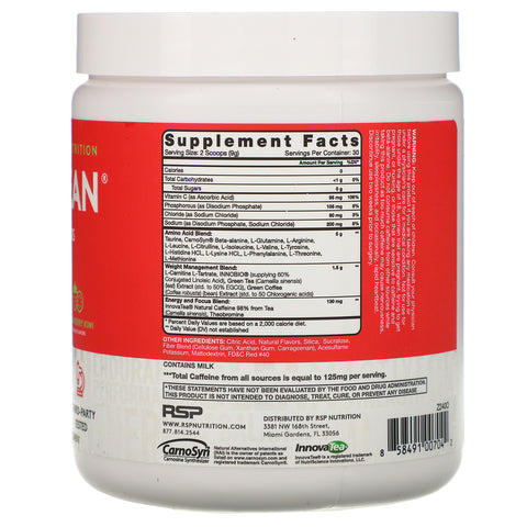 RSP Nutrition, AminoLean, essentielle aminosyrer + Anytime Energy, Strawberry Kiwi, 9,52 oz (270 g)