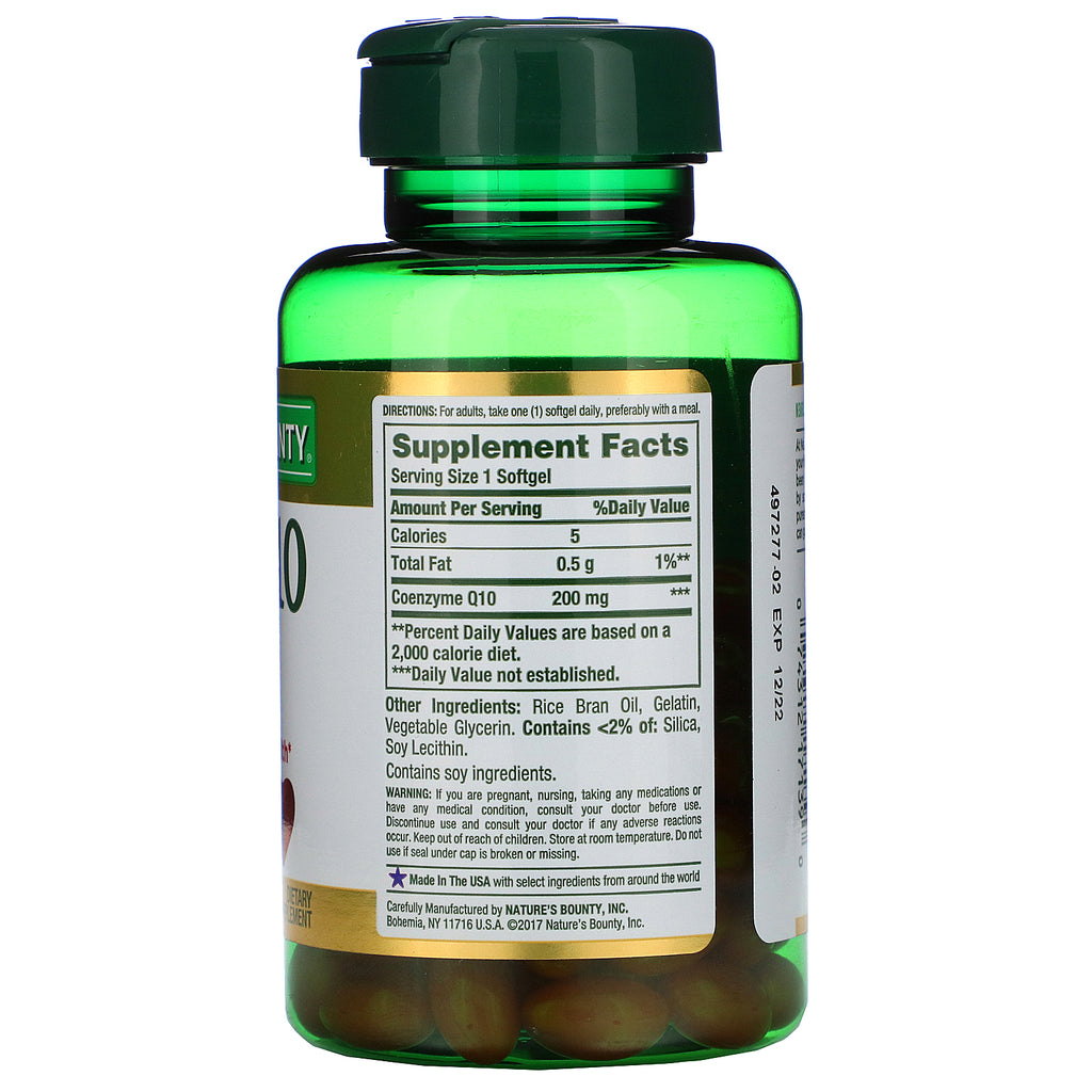 Nature's Bounty, Co Q-10, 200 mg, 80 cápsulas blandas de liberación rápida
