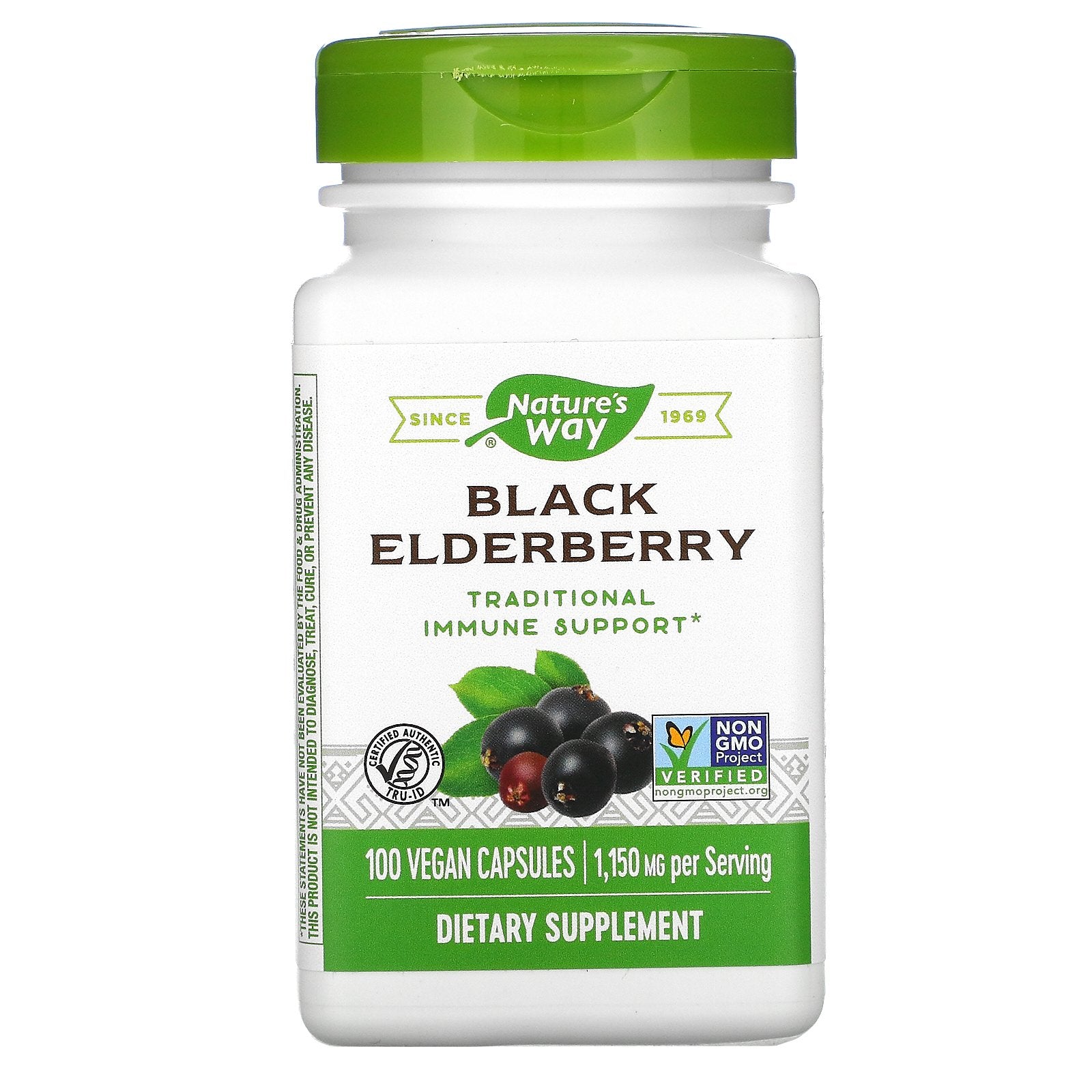 Nature's Way, Black Elderberry, 1,150 mg, 100 Vegan Capsules