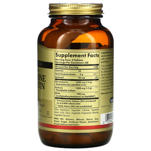 Solgar, Glucosamina Condroitina MSM, Triple Fuerza, 120 Tabletas