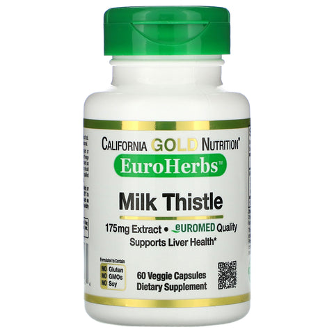 California Gold Nutrition, EuroHerbs, Milk Thistle Extract, 80% Silymarin, 175 mg, 60 Veggie Caps