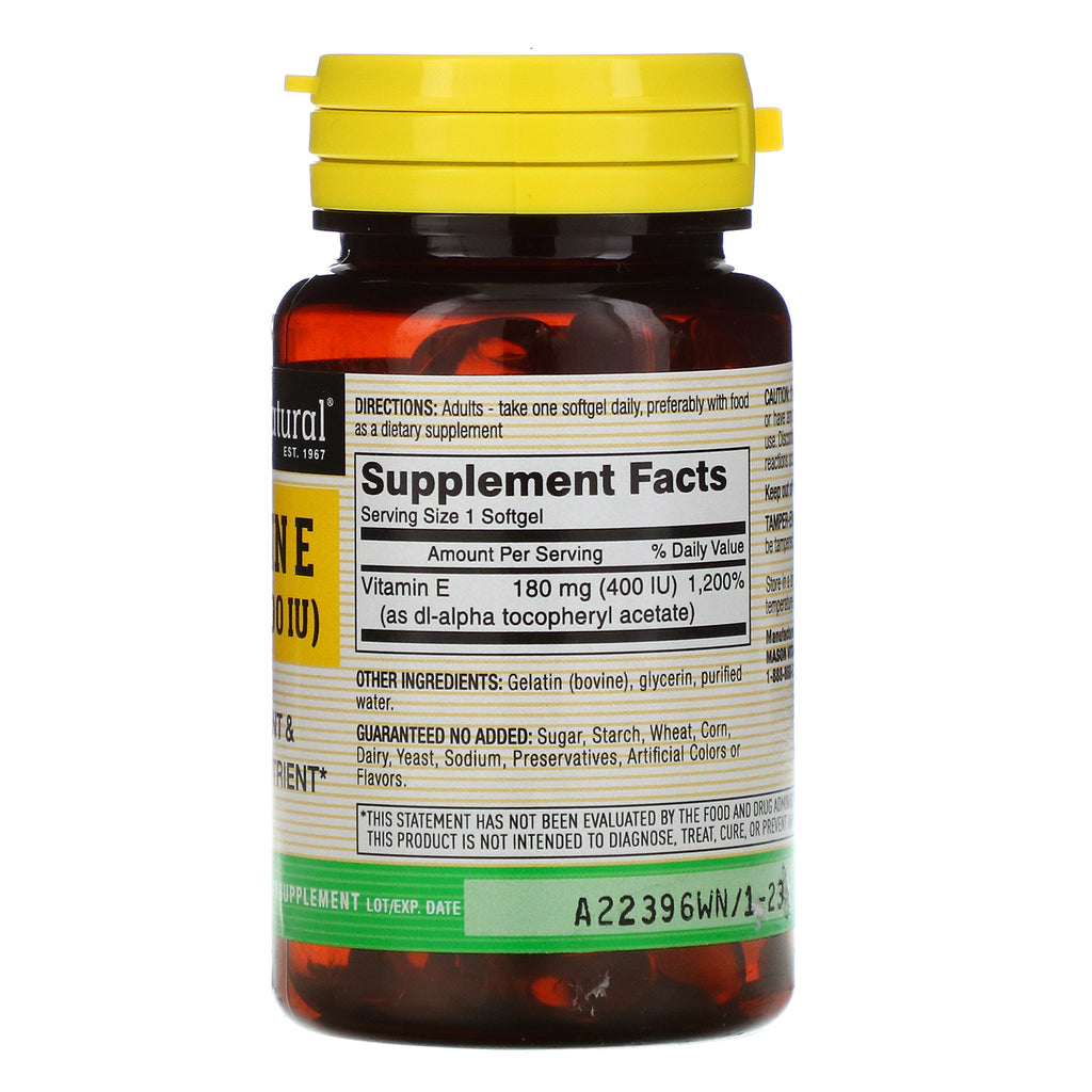 Mason Natural, Vitamin E, 180 mg (400 IE), 100 Softgels