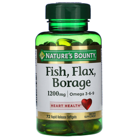 Nature's Bounty, Fish, Flax, Borage, 1,200 mg, 72 Rapid Release Softgels