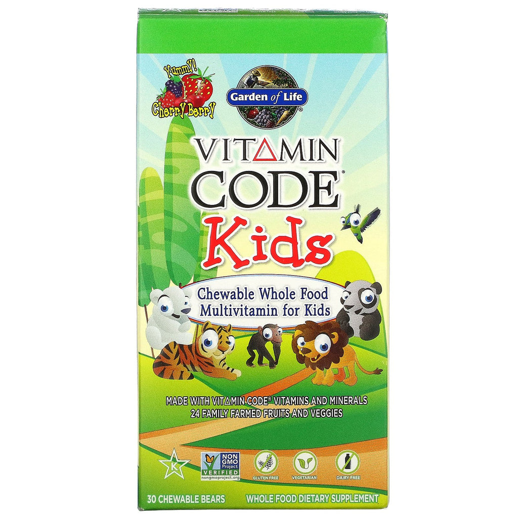Garden of Life, Vitamin Code, Kids, Chewable Whole Food Multivitamin, Cherry Berry, 30 Chewable Bears