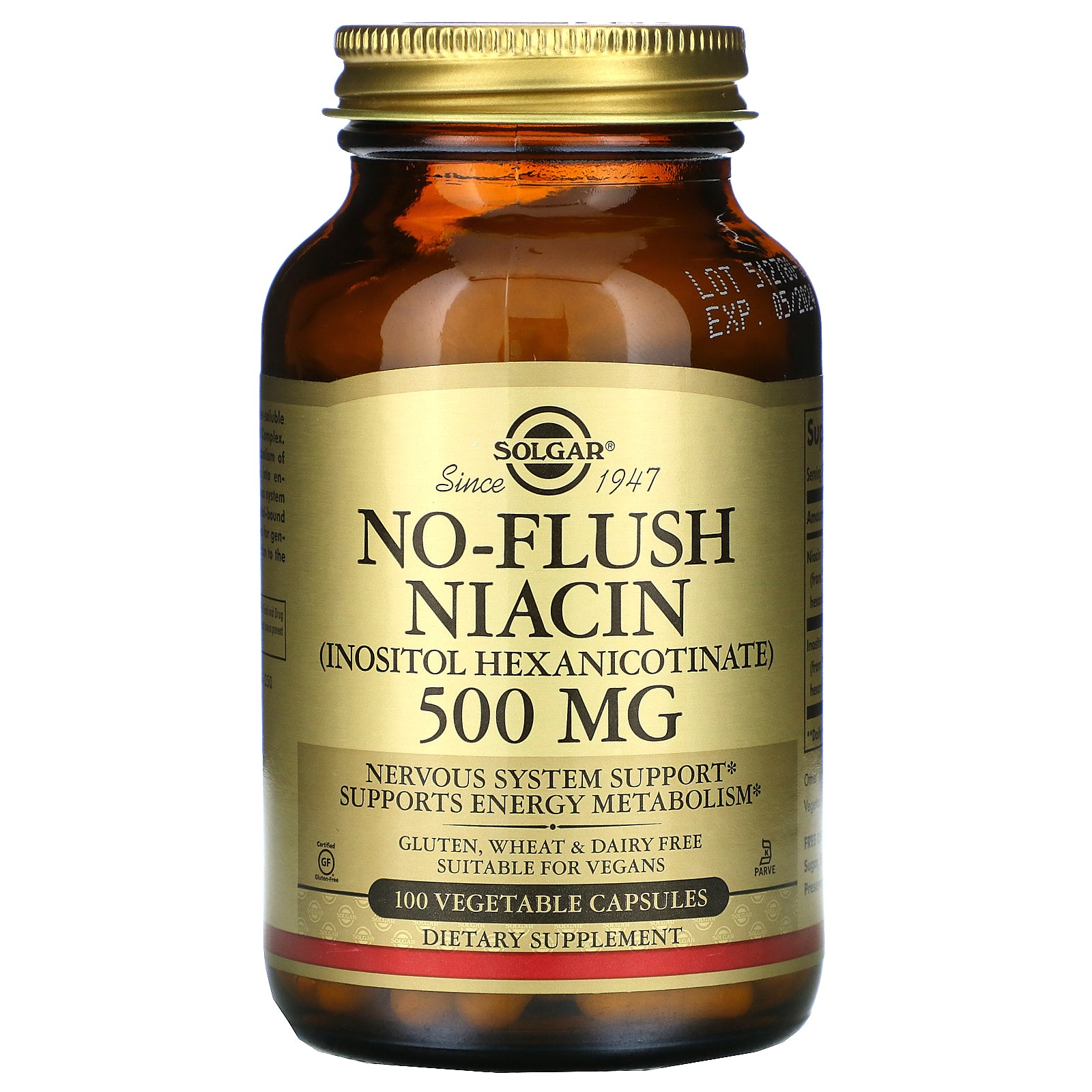 Solgar, No-Flush Niacin, 500 mg, 100 Vegetable Capsules