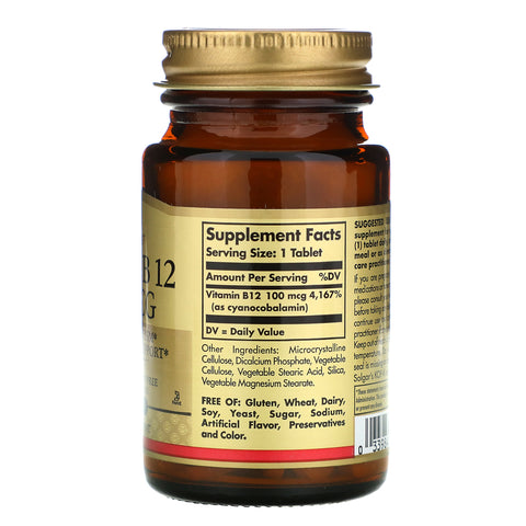 Solgar, vitamin B12, 100 mcg, 100 tabletter