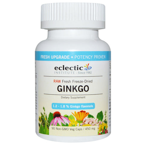 Eclectic Institute, Raw Fresh Freeze-Dried, Ginkgo, 450 mg, 90 Non-GMO Veggie Caps