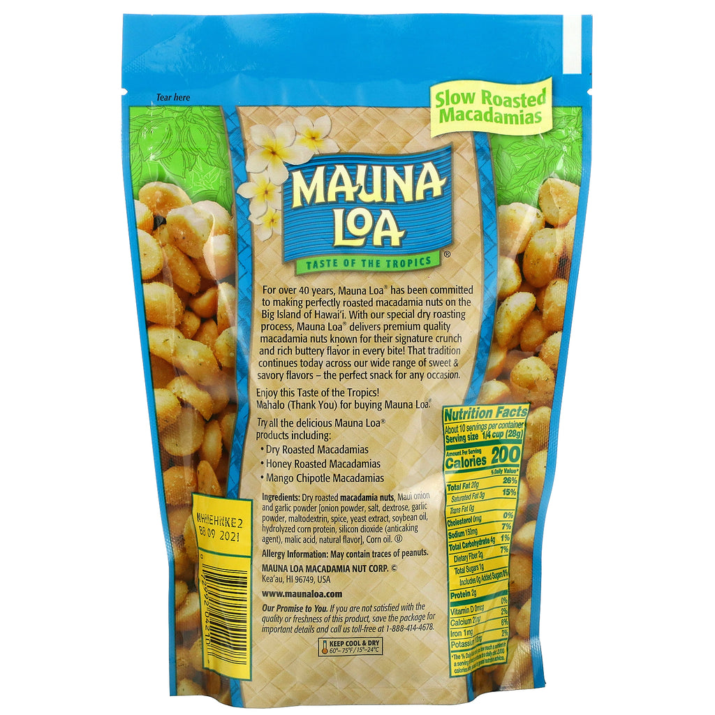 Mauna Loa, Maui Løg &amp; Hvidløg Macadamia, 10 oz (283 g)
