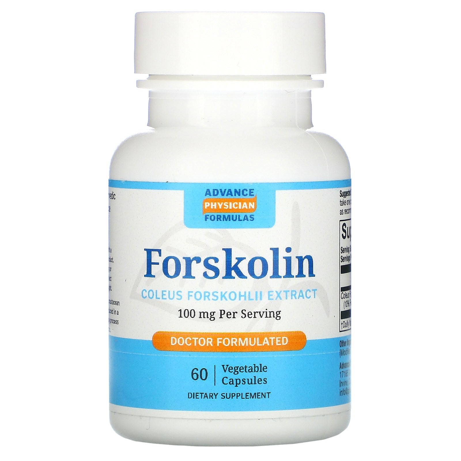 Advance Physician Formulas, Forskolin, Coleus Forskohlii Extract, 100 mg, 60 Vegetable Capsules