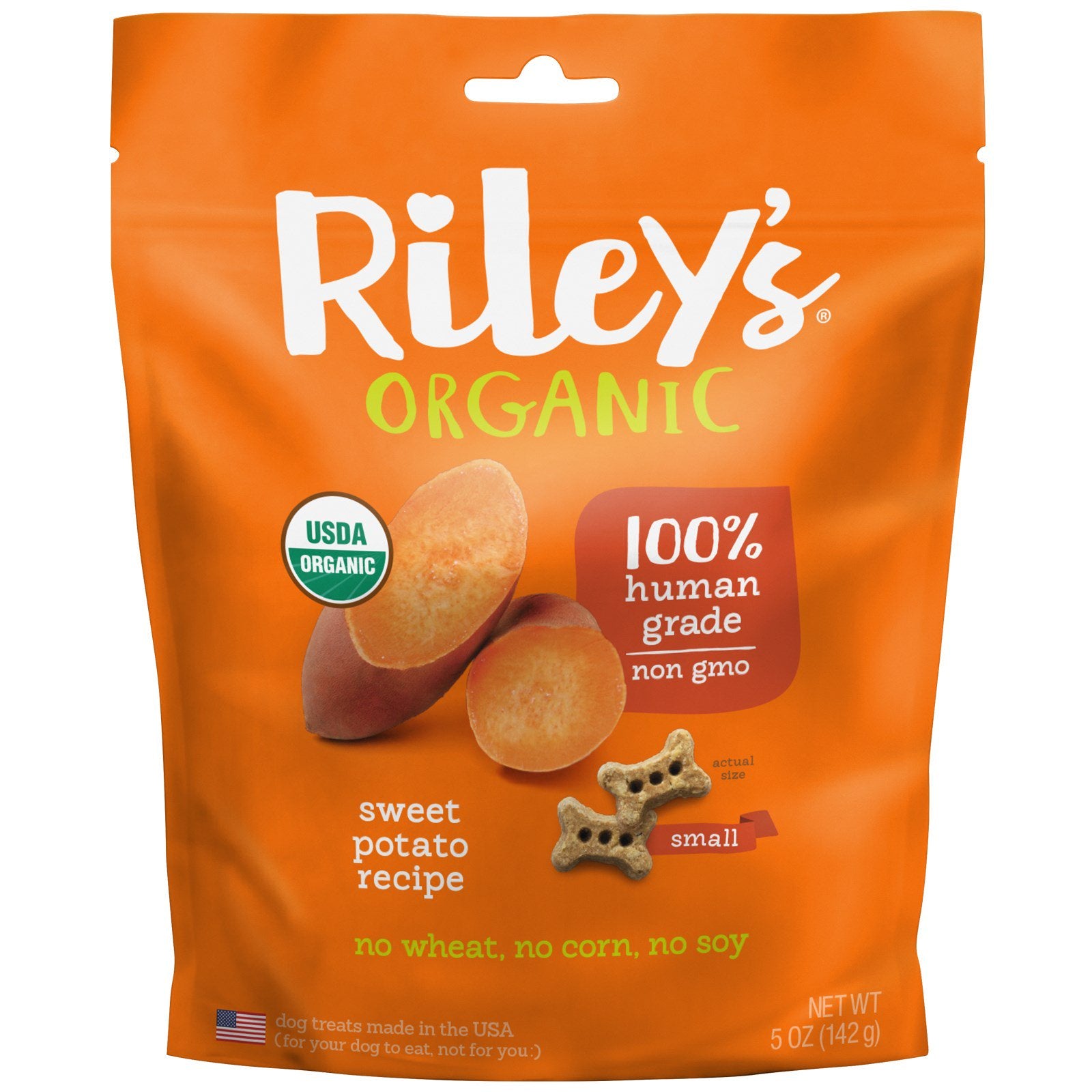 Riley’s Organics, Dog Treats, Small Bone, Sweet Potato Recipe, 5 oz (142 g)