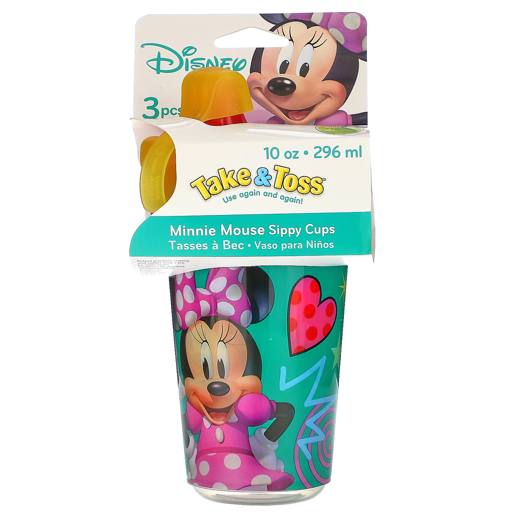 The First Years, Disney Minnie Mouse, vasos para sorber Take &amp; Toss, a partir de 9 meses, paquete de 3, 10 oz (296 ml) cada uno