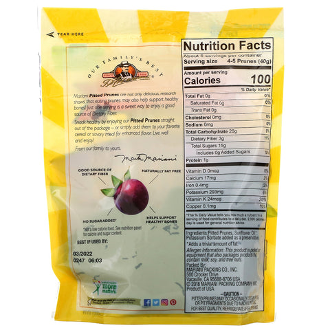 Mariani frutos secos, ciruelas pasas deshuesadas de California premium, 7 oz (198 g)
