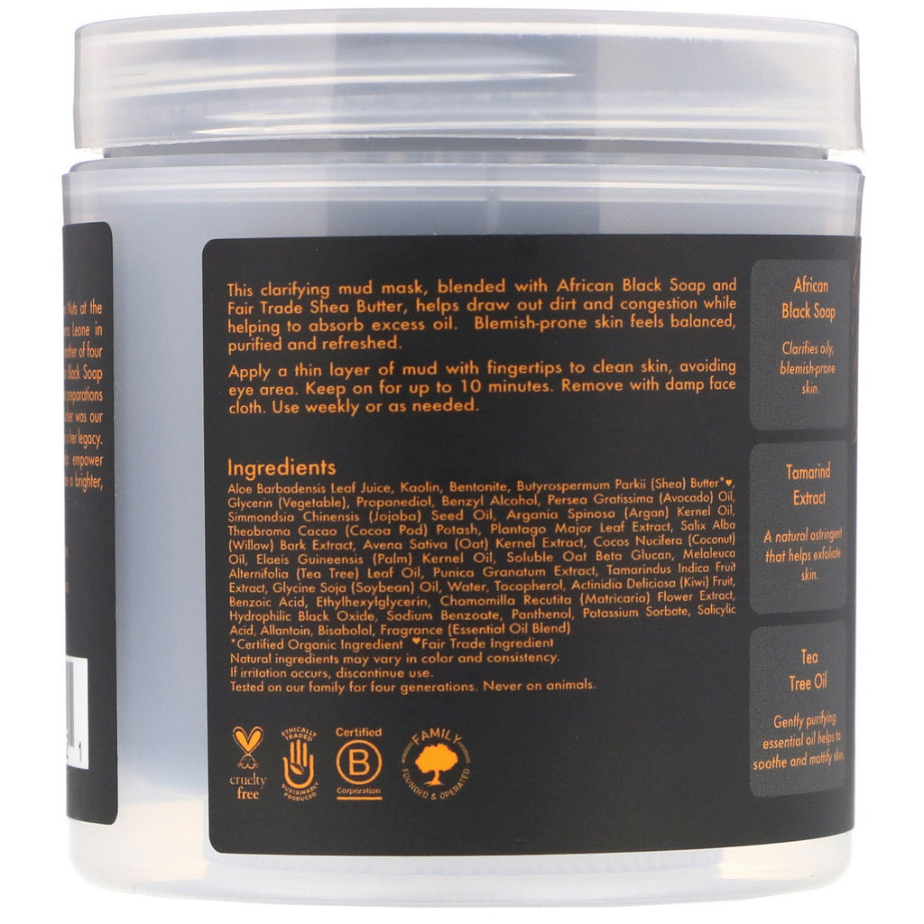 SheaMoisture, Mascarilla de barro clarificante, Jabón negro africano, 6 oz (170 g)