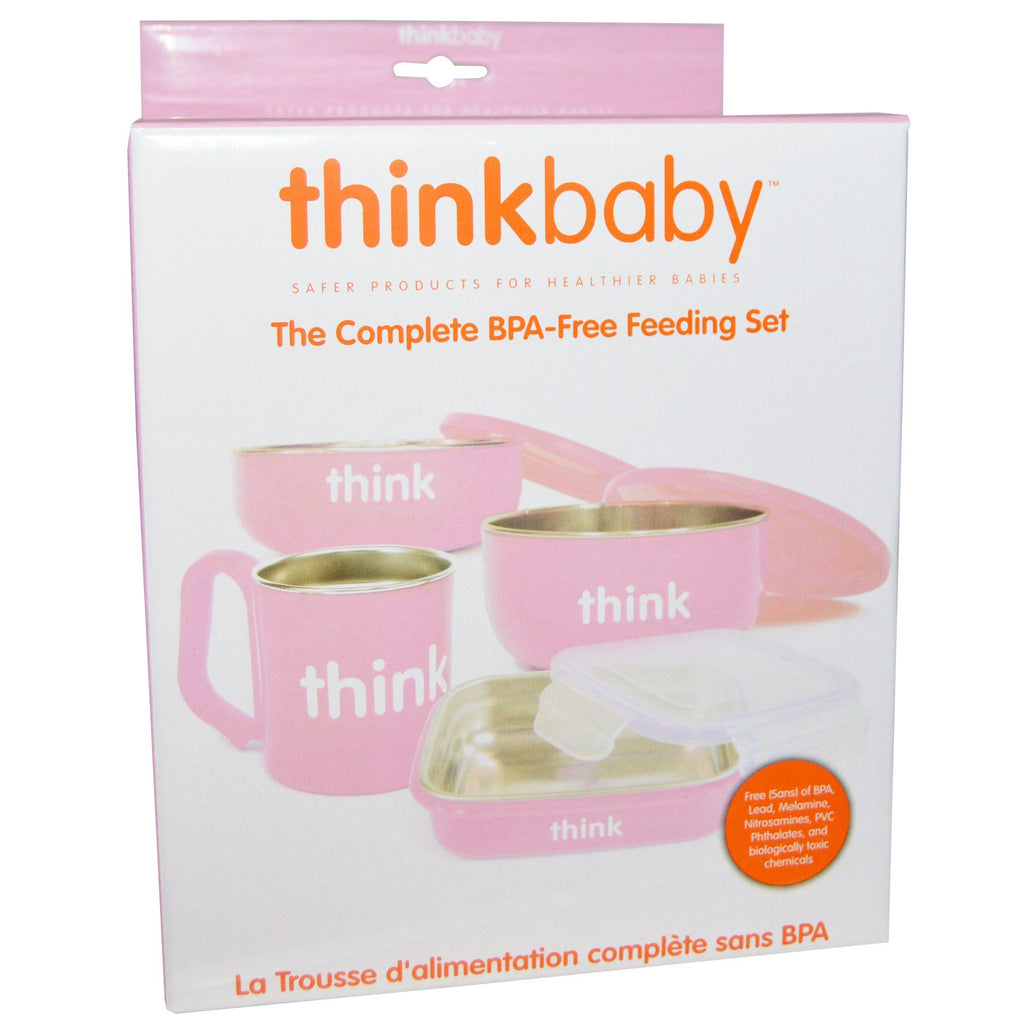 Think, Thinkbaby, Det komplette BPA-fri fodringssæt, Pink, 1 sæt