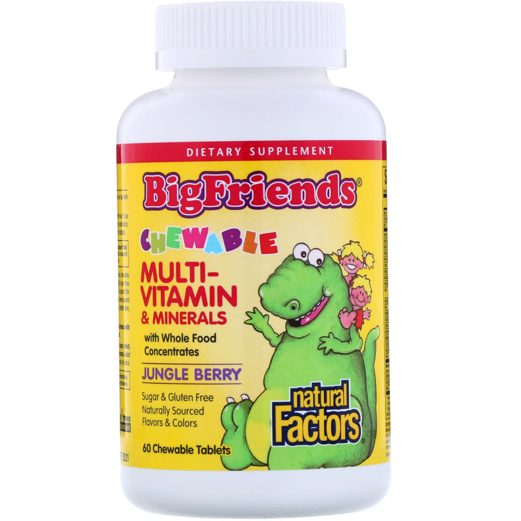 Natural Factors, Big Friends, Chewable Multi-Vitamin & Minerals, Jungle Berry, 60 Chewable Tablets