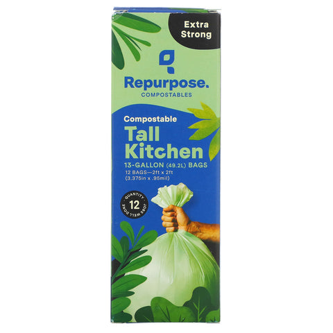 Repurpose, Extra Strong, 13 Gallon Tall Kitchen Bags, 12 Count