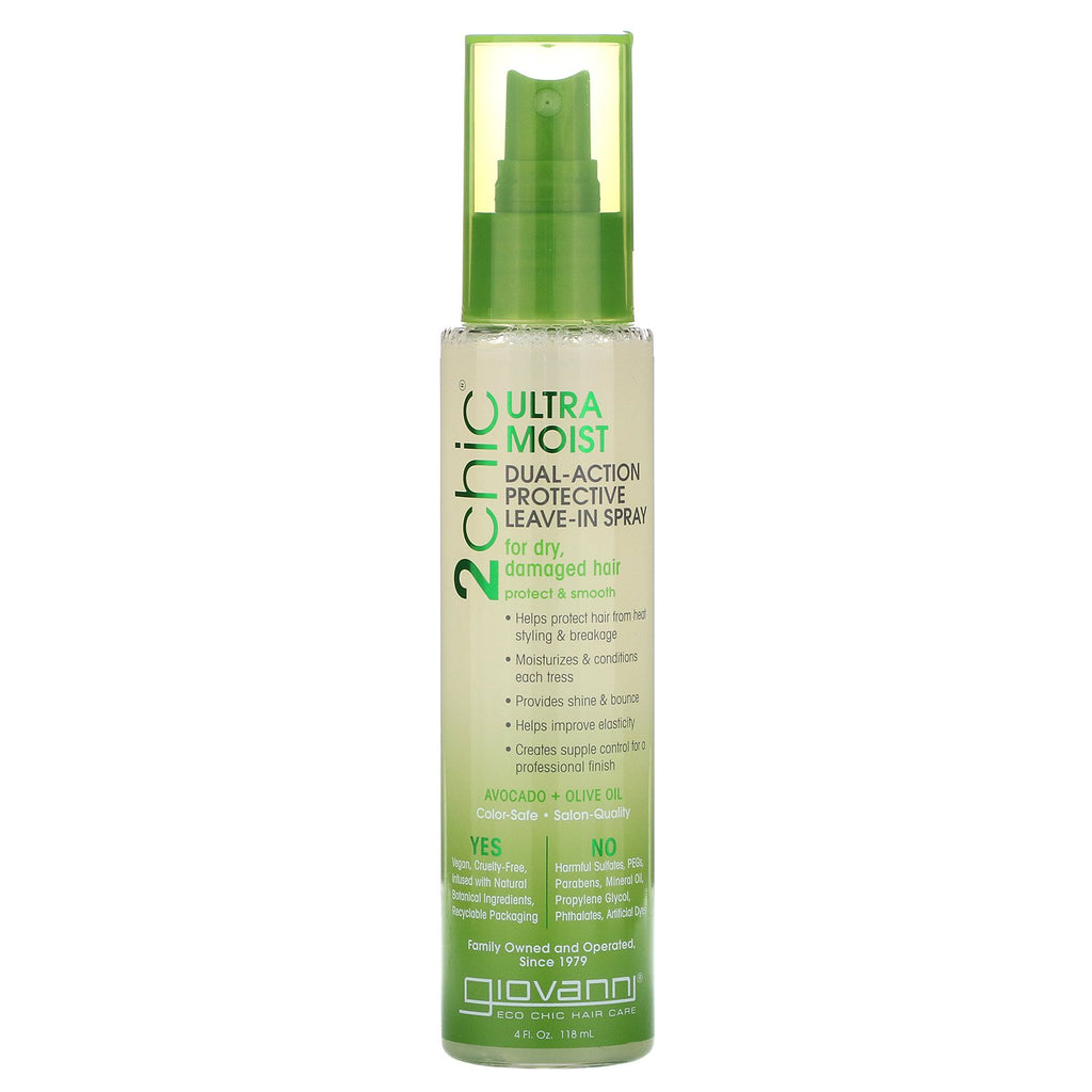 Giovanni, 2chic, Ultra-Moist Dual Action Protective Leave-In Spray, Avocado & Olive Oil, 4 fl oz (118 ml)