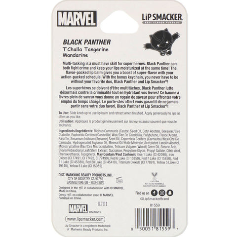 Lip Smacker, Bálsamo de superhéroe Marvel, Pantera negra, Mandarina T'Challa, 4 g (0,14 oz)