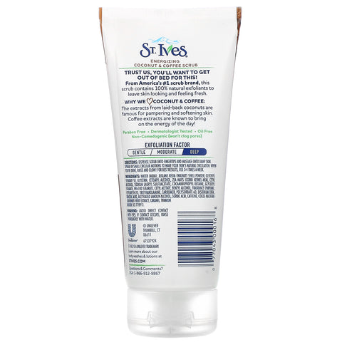 St. Ives, Exfoliante energizante de coco y café, 6 oz (170 g)