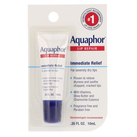 Aquaphor, Lip Repair, Immediate Relief, Fragrance Free, .35 fl oz (10 ml)