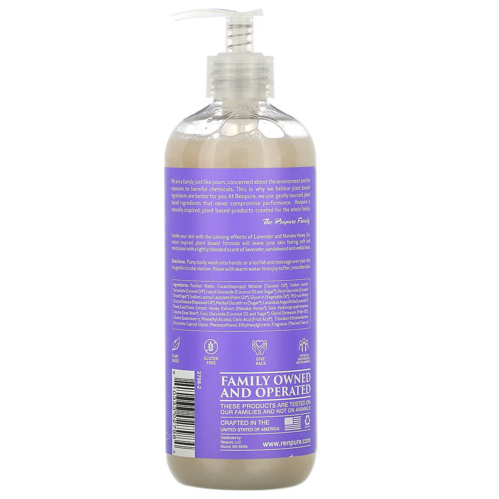 Renpure, Lavendelhonning, Hydrate + Replenish Body Wash, 19 fl oz (561 ml)