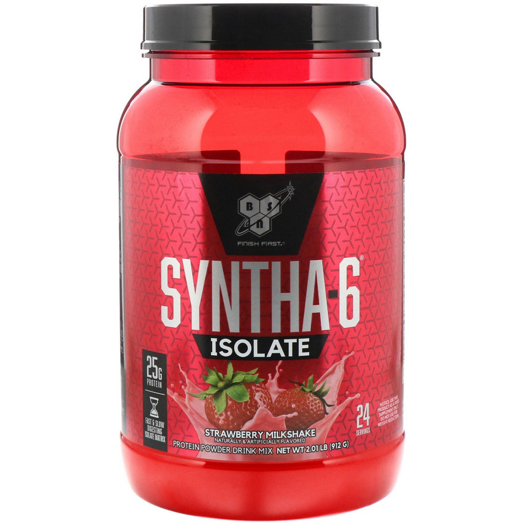 BSN, Syntha-6 Isolate, Protein Powder Drink Mix, Strawberry Milkshake, 2.01 lbs (912 g)