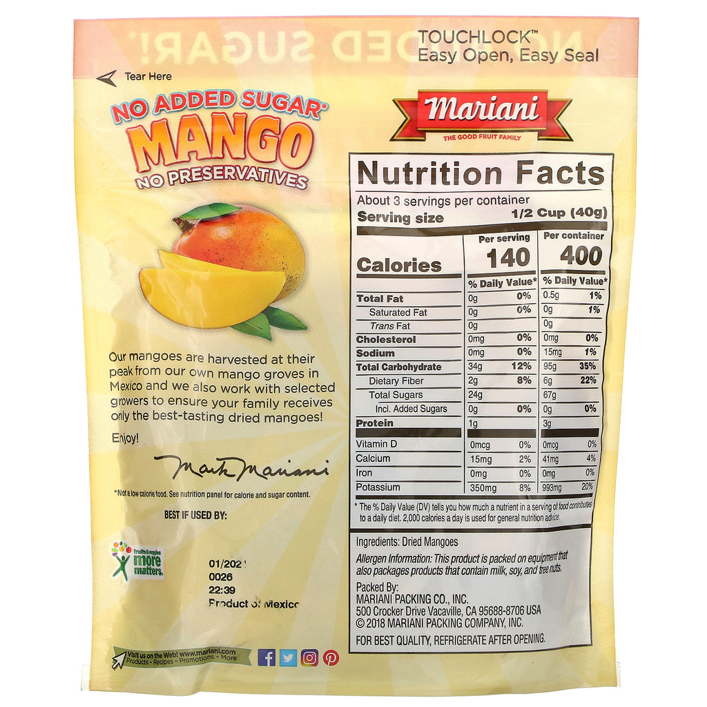 Mariani tørret frugt, mango, 4 oz (113 g)