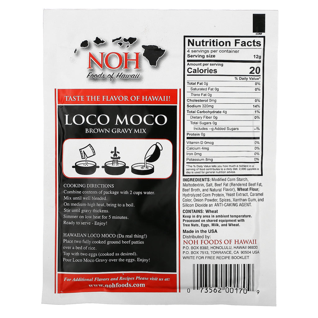 NOH Foods of Hawaii, Mezcla de salsa marrón Loco Moco, 48 g (1,7 oz)