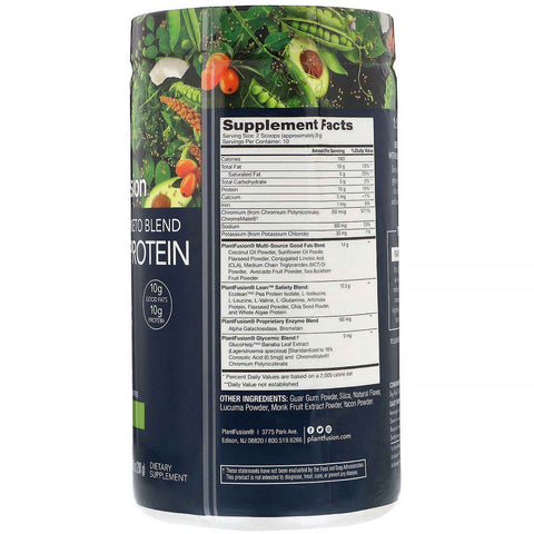 PlantFusion, Mezcla cetogénica vegetal completa, 1:1 grasas + proteína, natural, sin stevia, 10,23 oz (290 g)