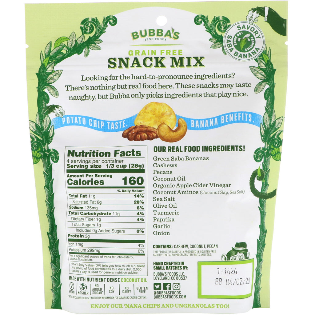 Bubba's Fine Foods, Mezcla para refrigerios, Original salado, 4 oz (113 g)
