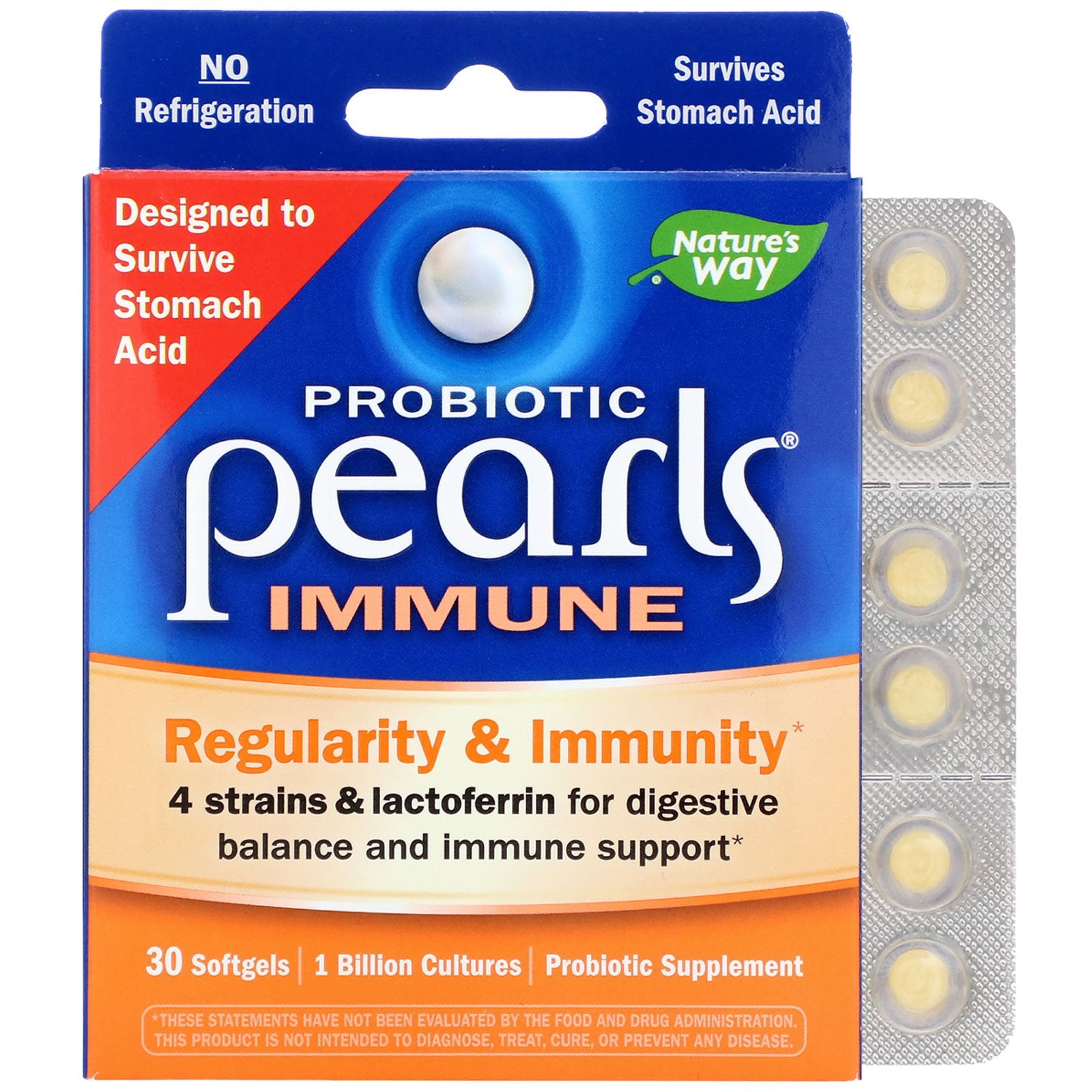 Nature's Way, Probiotic Pearls Immune, Regularity & Immunity, 30 Softgels