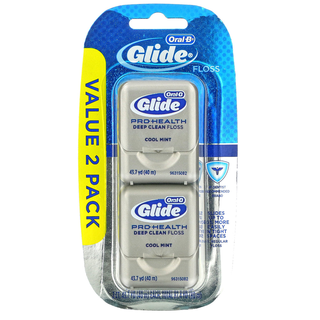Oral-B, Glide, Pro-Health, Deep Clean Floss, Cool Mint, 2 Pack, 43,7 yd (40 m) hver