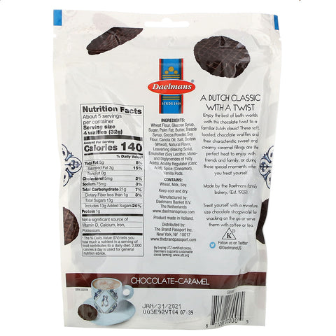Daelmans, Mini Stroopwafels, Chokolade Caramel, 5,29 oz (150 g)