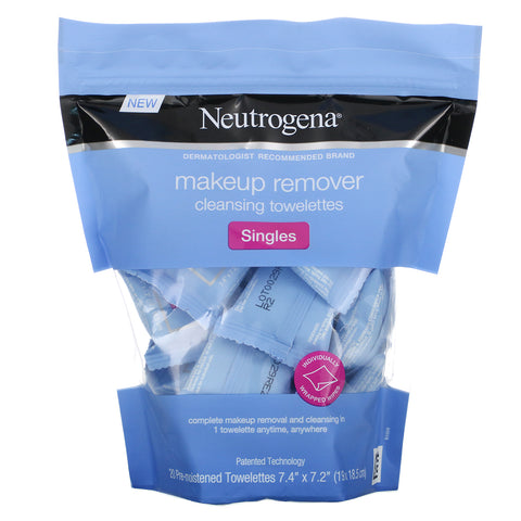 Neutrogena,  Makeup Remover Cleansing Towelettes, Singles, 20 Pre-Moistened Towelettes