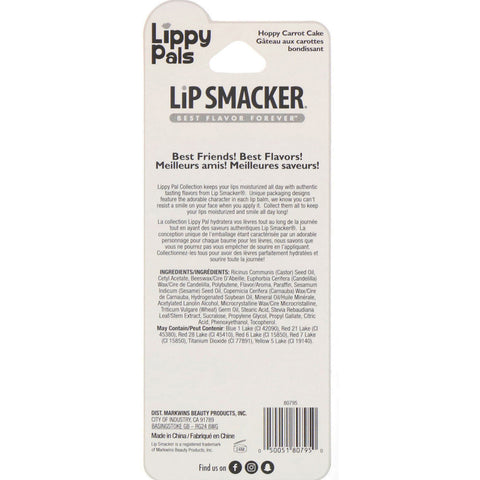 Lip Smacker, Lippy Pals Lip Balm, Bunny, Hoppy Gulerodskage, 0,14 oz (4 g)
