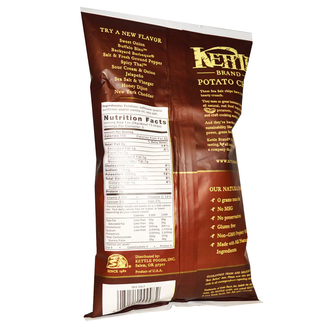 Kettle Foods, patatas fritas, sal marina, 5 oz (142 g)