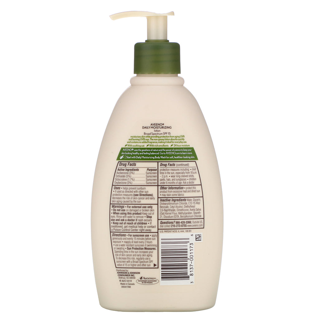 Aveeno, Active Naturals, Daily Moisturizing Lotion with Sunscreen, SPF 15, 12 fl oz (354 ml)