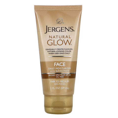 Jergens, Natural Glow, Face Daily Moisturizer, SPF 20, Fair to Medium, 2 fl oz (59 ml)