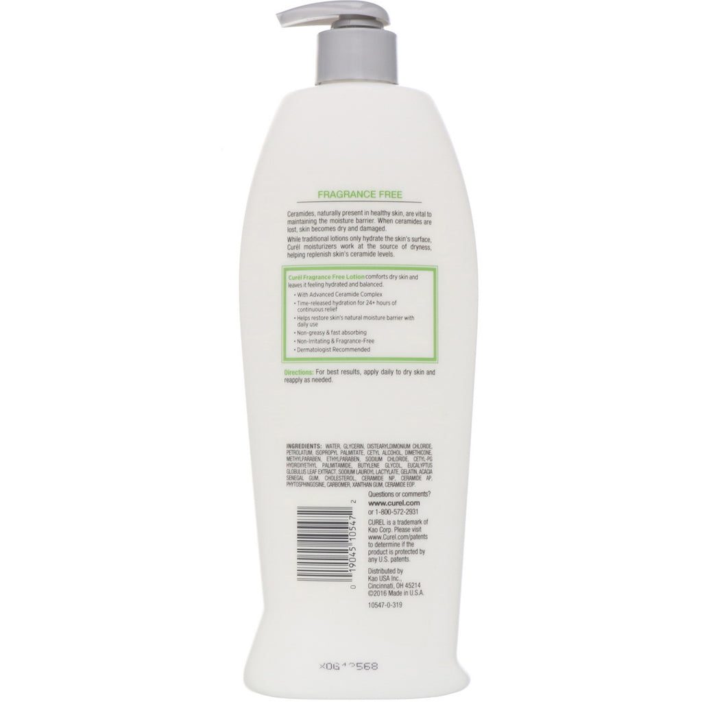 Curel, Loción reconfortante sin fragancia para pieles secas y sensibles, 20 fl oz (591 ml)