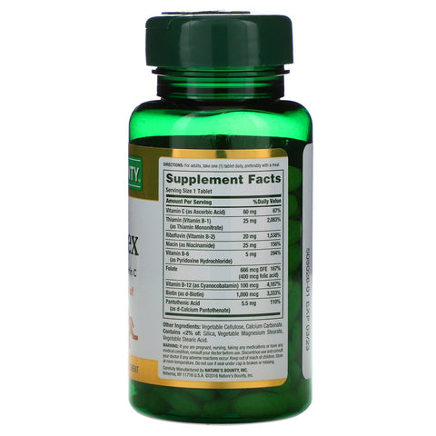 Naturens Bounty, Super B-kompleks med folinsyre plus C-vitamin, 150 overtrukne tabletter